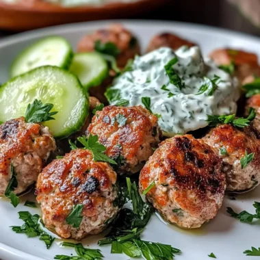 Greek Turkey Meatballs with Tzatziki