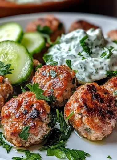 Greek Turkey Meatballs with Tzatziki