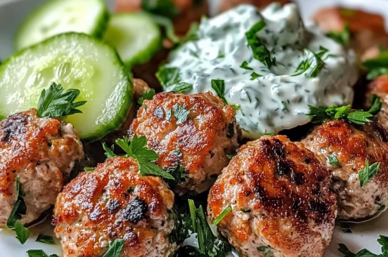 Greek Turkey Meatballs with Tzatziki