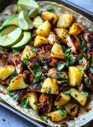 One Pan Chicken & Pineapple Tacos