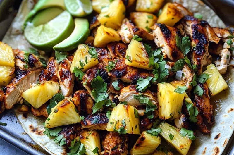 One Pan Chicken & Pineapple Tacos