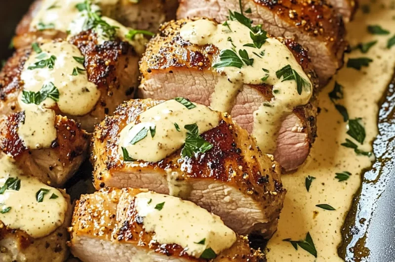 Oven-Baked Pork Tenderloin with Dijon Cream Sauce