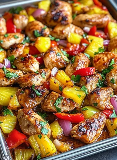 Sheet Pan Hawaiian Chicken with Pineapple and Peppers