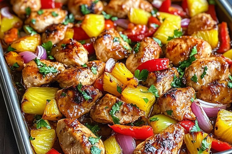 Sheet Pan Hawaiian Chicken with Pineapple and Peppers