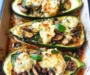 Spinach, Mushroom, and Ricotta Stuffed Zucchini Boats