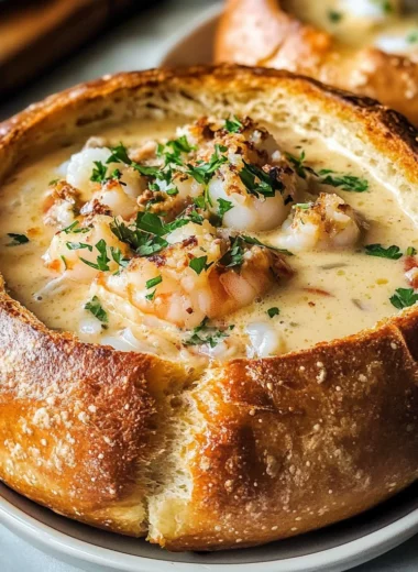 Stuffed Seafood Soup Bread Bowl