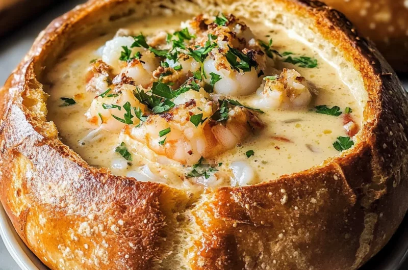 Stuffed Seafood Soup Bread Bowl
