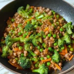 Teriyaki Ground Turkey, Broccoli and Peas