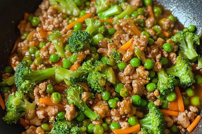 Teriyaki Ground Turkey, Broccoli and Peas