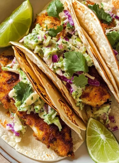 Air Fryer Fish Tacos with Cilantro Lime Slaw