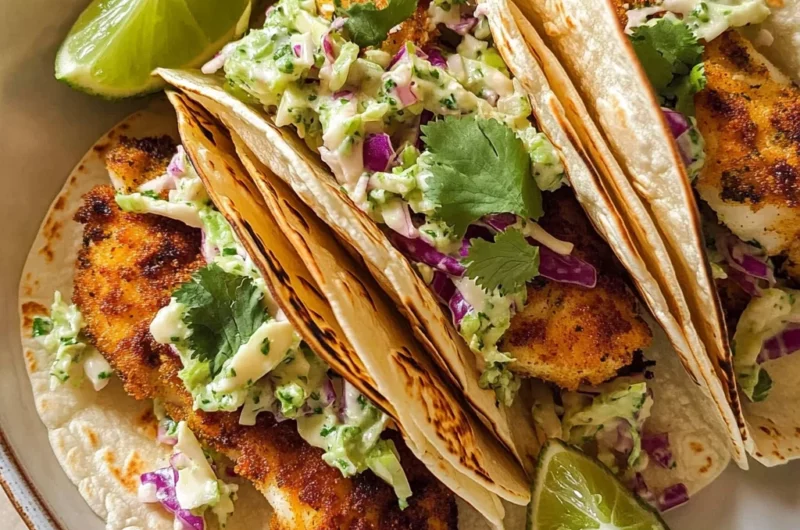 Air Fryer Fish Tacos with Cilantro Lime Slaw