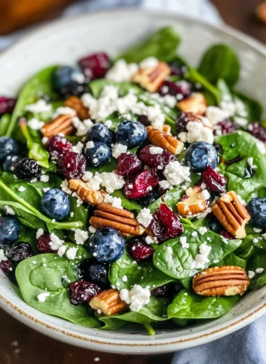 Blueberry Spinach Salad with Honey Balsamic Dressing