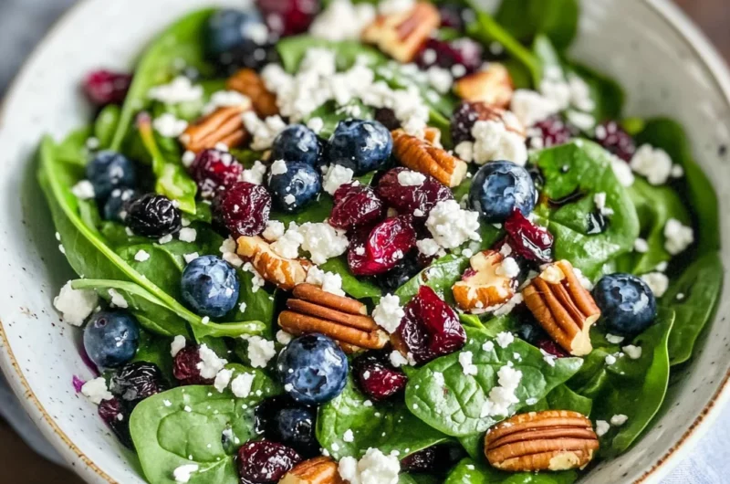 Blueberry Spinach Salad with Honey Balsamic Dressing