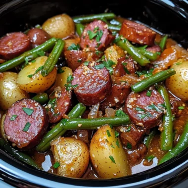 Crockpot Kielbasa and Green Beans
