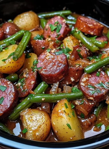 Crockpot Kielbasa and Green Beans
