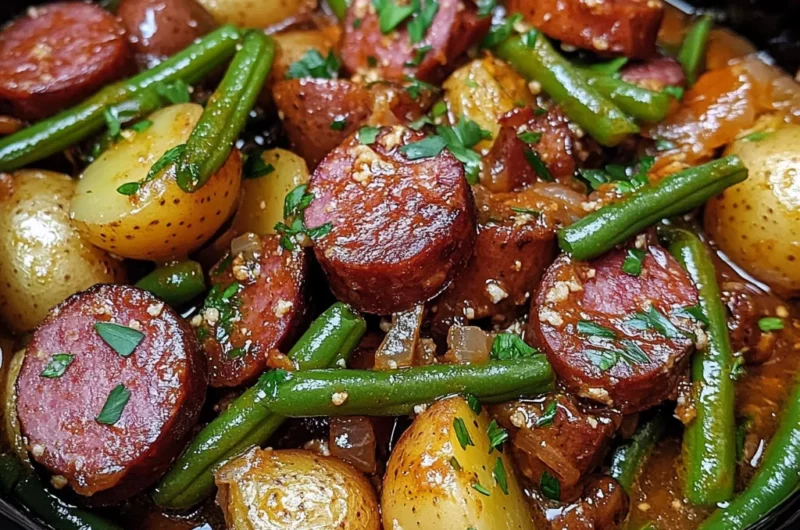 Crockpot Kielbasa and Green Beans