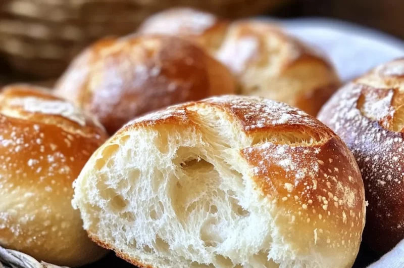 Easy No Knead German Crusty Rolls