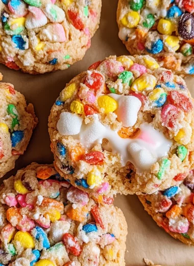 Fruity Pebble Marshmallow Cookies