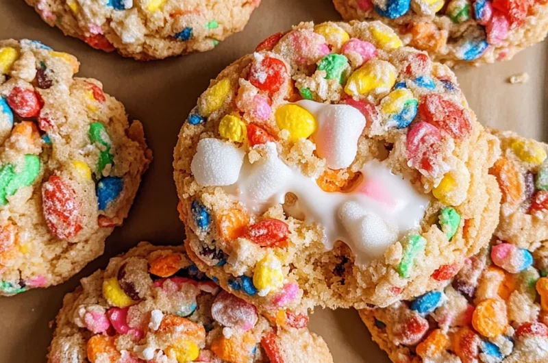 Fruity Pebble Marshmallow Cookies