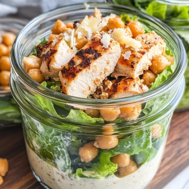 Grilled Chicken Caesar Pasta Salad Jars