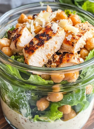 Grilled Chicken Caesar Pasta Salad Jars