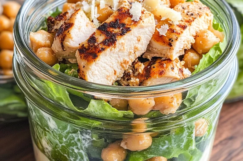 Grilled Chicken Caesar Pasta Salad Jars