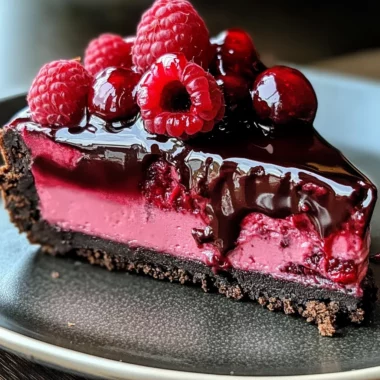 Indulge in Decadent Dark Chocolate Raspberry Cheesecake