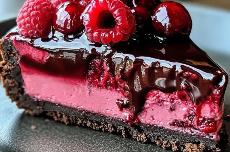 Indulge in Decadent Dark Chocolate Raspberry Cheesecake