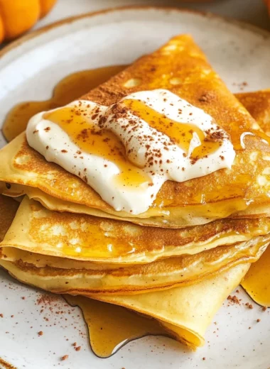 Pumpkin Crepes with Maple Cream Cheese Filling