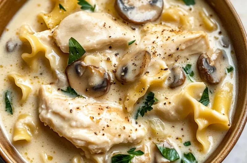 Roasted Garlic White Chicken Lasagna Soup