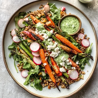 Roasted Spring Vegetable and Crispy Farro Salad