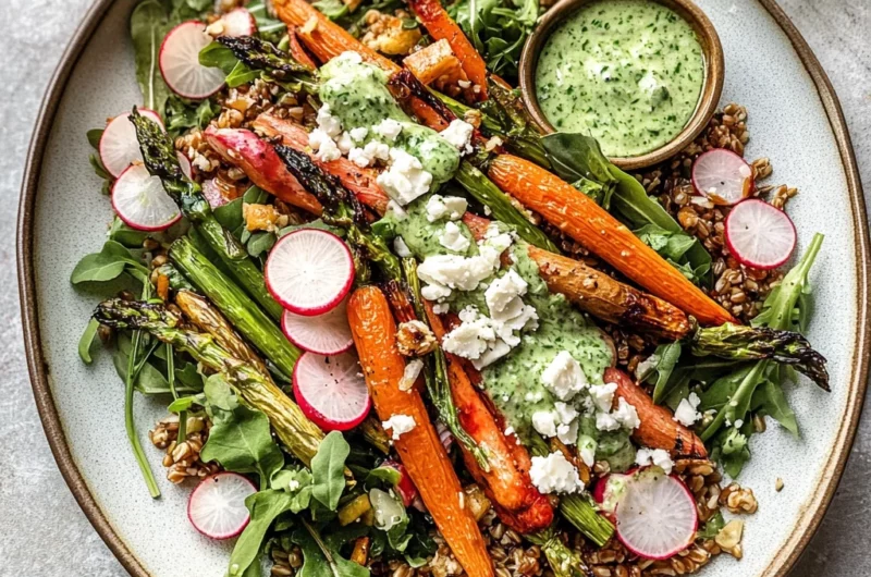 Roasted Spring Vegetable and Crispy Farro Salad