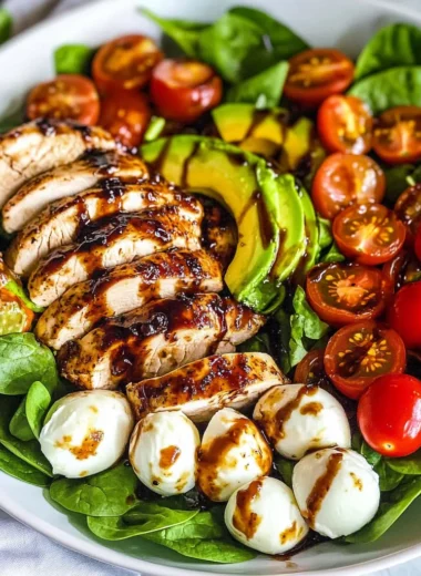 Baked Marinated Chicken Salad with Mozzarella and Balsamic Vinaigrette
