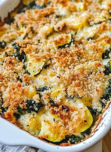 Baked Zucchini, Spinach, and Feta Casserole