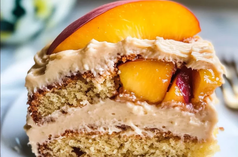 Best Peach Cake with Brown Sugar Frosting