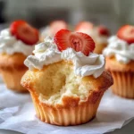 Bourbon Strawberry Angel Food Cupcakes