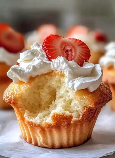 Bourbon Strawberry Angel Food Cupcakes