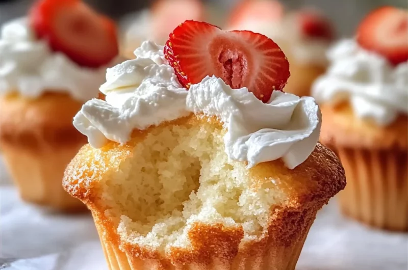 Bourbon Strawberry Angel Food Cupcakes