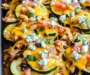 Cheesy BBQ Chicken Zucchini Nachos
