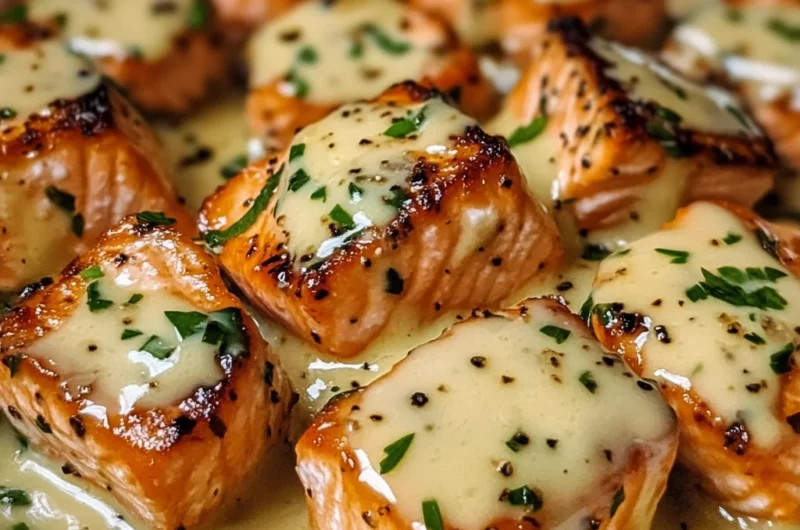 Creamy Garlic Butter Salmon Bites