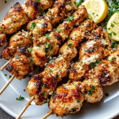 Garlic Parmesan Chicken Skewers