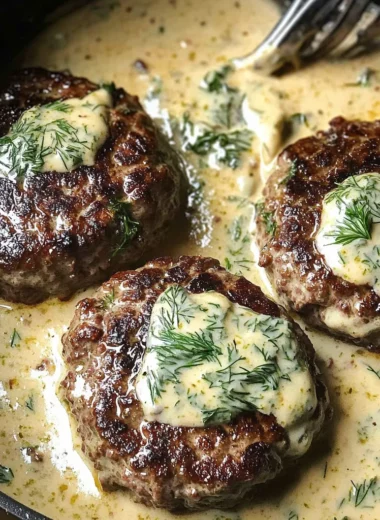 Hamburger Steaks in Creamy Dill Sauce