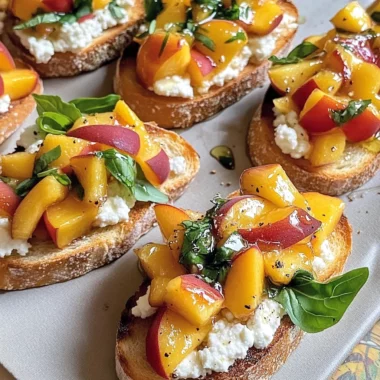 Peach Bruschetta with Goat Cheese and Honey
