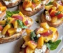 Peach Bruschetta with Goat Cheese and Honey