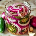 Quick Pickled Red Onions and Jalapenos