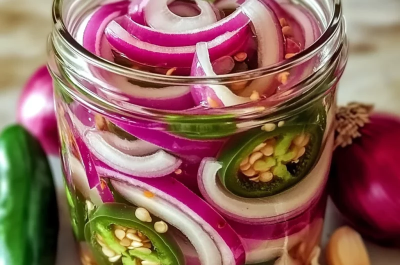 Quick Pickled Red Onions and Jalapenos