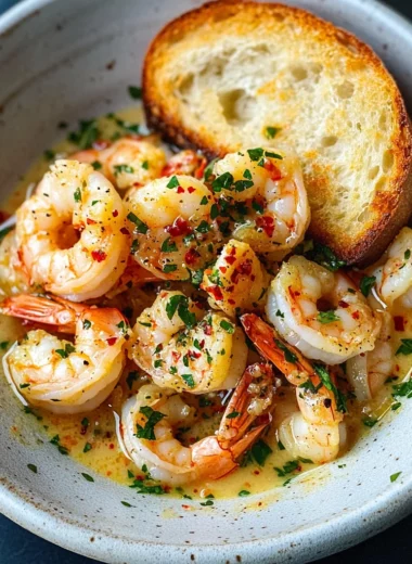 Shrimp Scampi Bowls with Garlic Bread