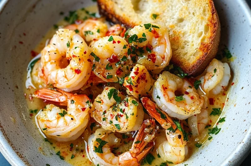 Shrimp Scampi Bowls with Garlic Bread