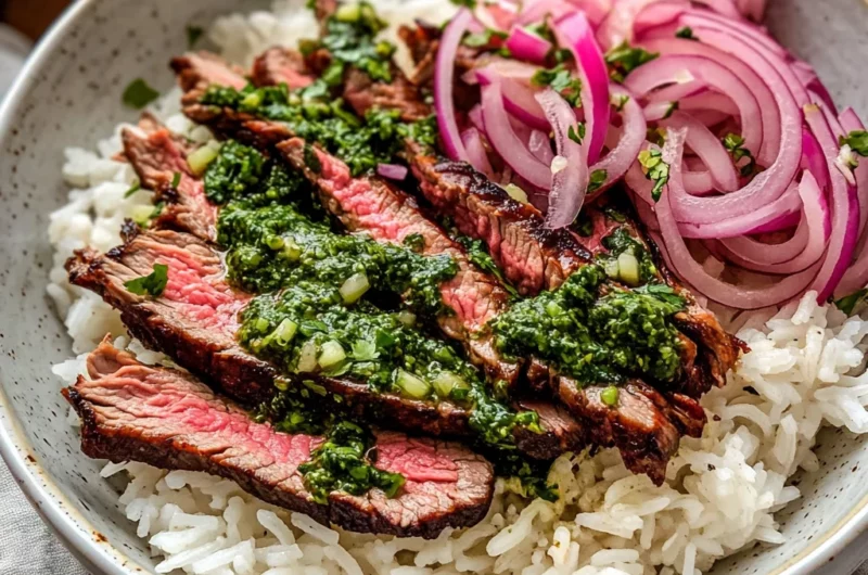 Skirt Steak Rice Bowls with Chimichurri Sauce