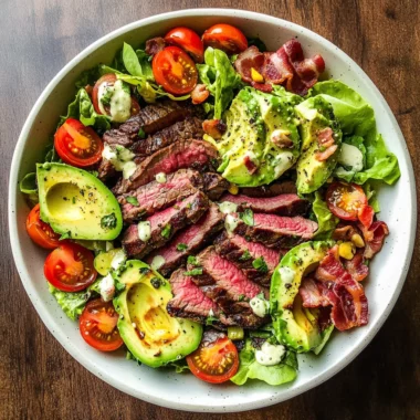 Steak Cobb Salad with Creamy Avocado Dressing {Whole30, Keto}